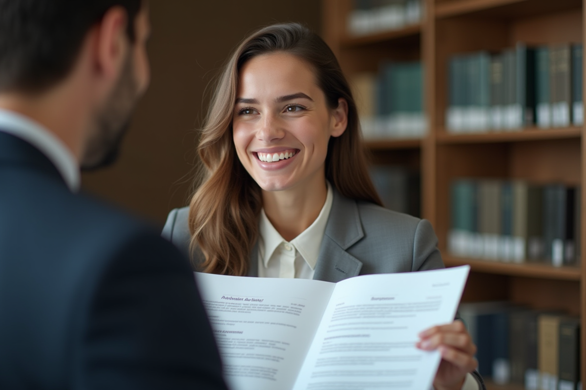 Jeune femme souriante lors d un entretien avec CV bilingue