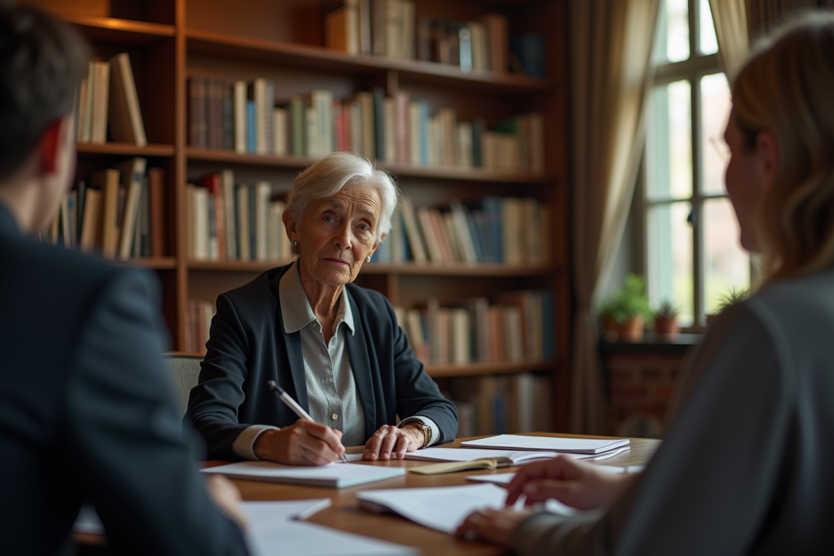 Femme âgée prenant des notes lors d
