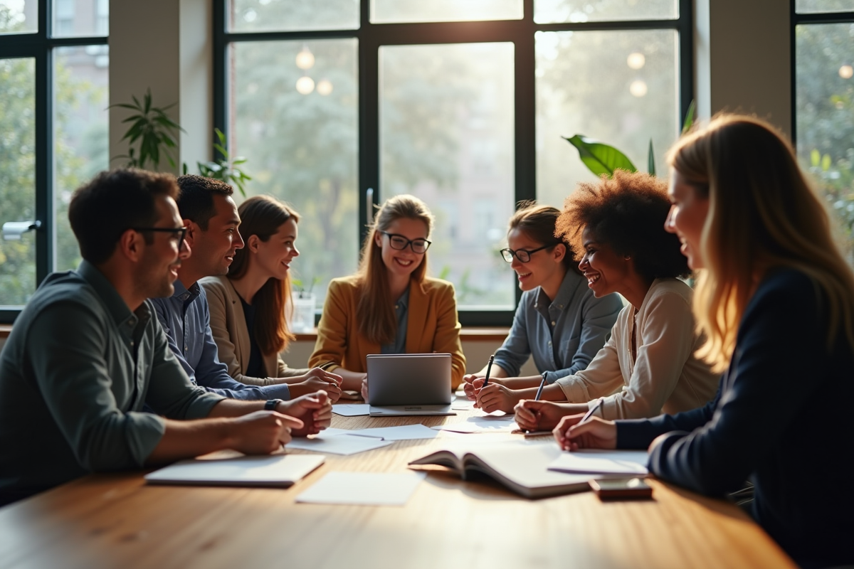 Groupe de professionnels collaborant autour d